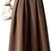 61v82u1aCPL._AC_UY1000_ Women Maxi Skirt Korean Elegant Office Lady Long Skirt