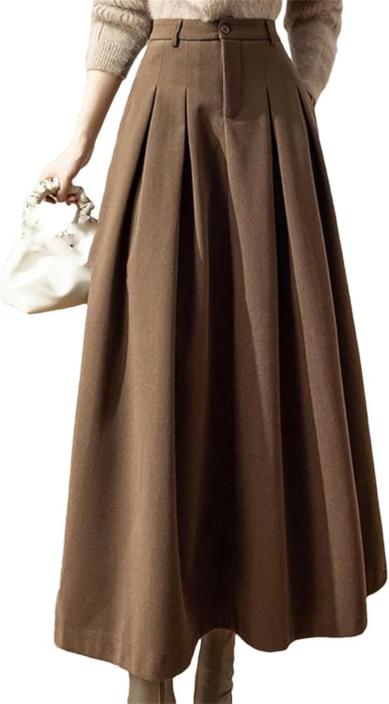 61v82u1aCPL._AC_UY1000_ Women Maxi Skirt Korean Elegant Office Lady Long Skirt