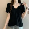 cn-11134207-7ras8-mctec31sj1tsf0.webp Free Size Korean Trendy Loose Fit Shirt Casual Vintage Style Purple Short Sleeve Top for Women