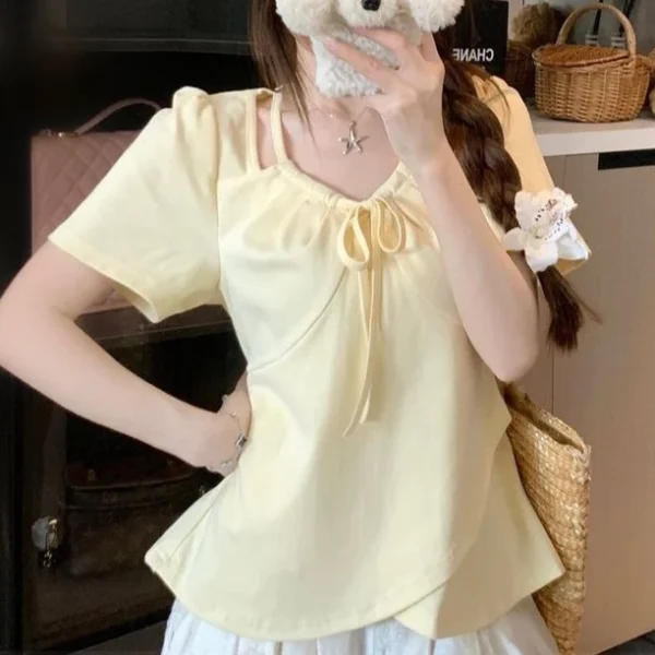 cn-11134207-7ras8-mcuod86pj7y8e4.webp Free Size Trendy Loose Fit Vintage Yellow T Shirt Women s Daily Wear