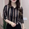 cn-11134207-820l4-mgdi1amrjqj061.webp Free Size Trendy Vintage Stripe Polo Shirt Long Sleeve Casual Top with Buttoned Collar
