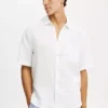 cotton-on-3546-3489834-1 Free Size Trendy Men s Short Sleeve Casual Shirt Slim Fit Fashion