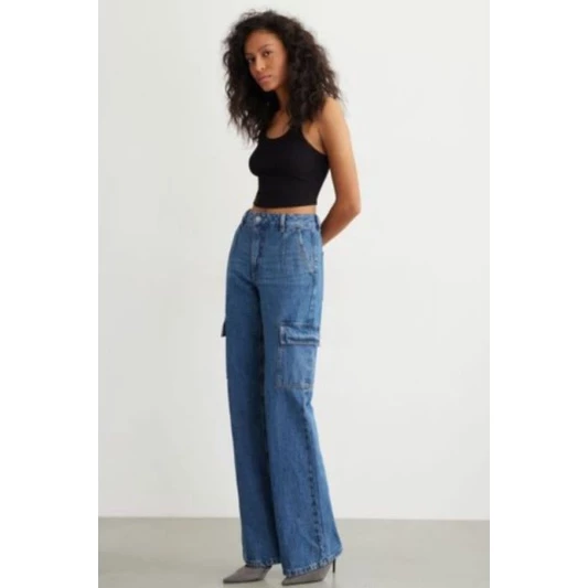 Free Size  LADIES CARGO 6POKET PREMIUM QUALITY BOOTCUT JEANS PANTS