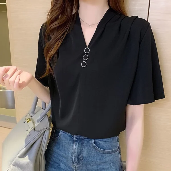 sg-11134201-7rbkd-lomasawp78tc8c.webp Free Size White Blouse Plain Shirt V Neck Blouse