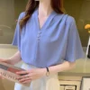 sg-11134201-7rbm3-lomasbim8d56f0.webp Free Size White Blouse Plain Shirt V Neck Blouse