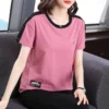 Free Size intage Shirt Embroidery Baju T Shirt Women Tshirt Baju Perempuan Viral Korean Style Woman Top Pink Shirt Purple Shirt Fashion Women Top Women Clothing Retro Shirt