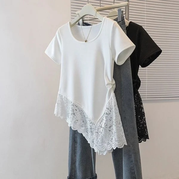 Free Size Trendy Korean U neck Short Sleeve Top for Women