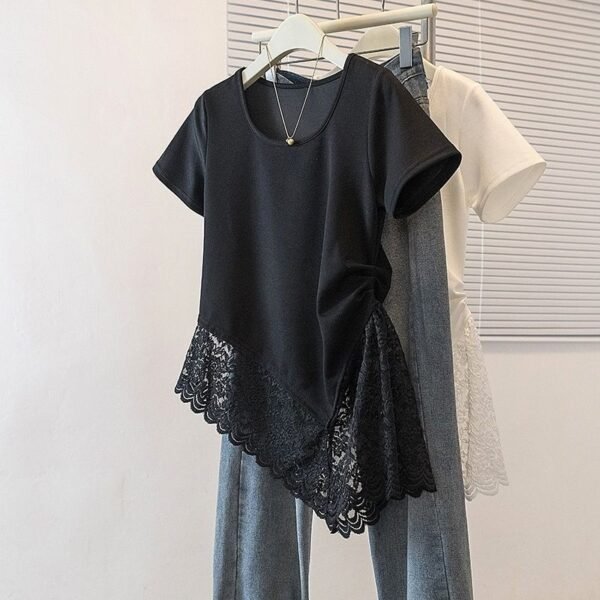 Free Size Trendy Korean U neck Short Sleeve Top for Women