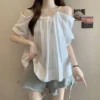 sg-11134201-824gh-me8dwdpy3yma6c.webp Free Size Plus Size for Women Off Shoulder Puff Sleeve Blouse Trendy Tops