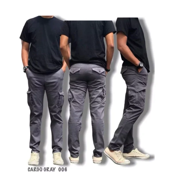 Free Size MEN S CARGO 6 POCKET SLIM FIT PAKAI BELT  PANTS GOOD QUALITY