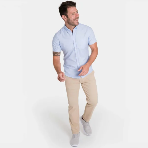short-sleeve-everyday-shirts-blue-oxford-wrinkle-free-short-sleeve-shirt-44754065686826 Free Size Formal Men